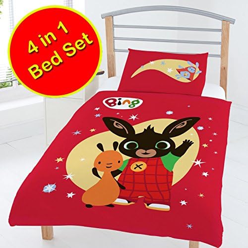 Bing Bunny 4 in 1 UK Junior/US Toddler Bedding Bundle Set (Duvet and Pillow and Covers)