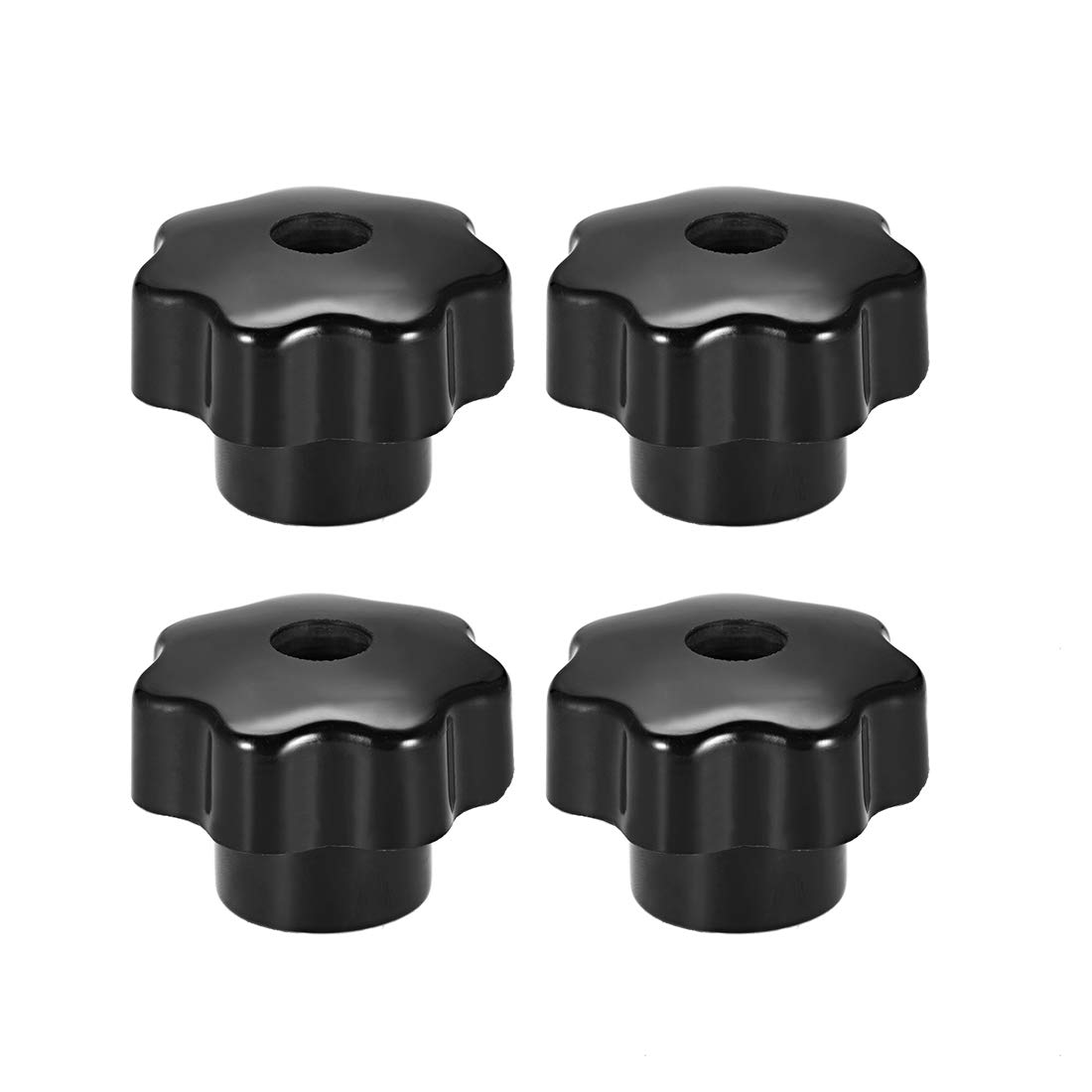 sourcing map 4 Pcs Star Knob Grip Handle M12 Diameter Brass Insert Female Thread Black