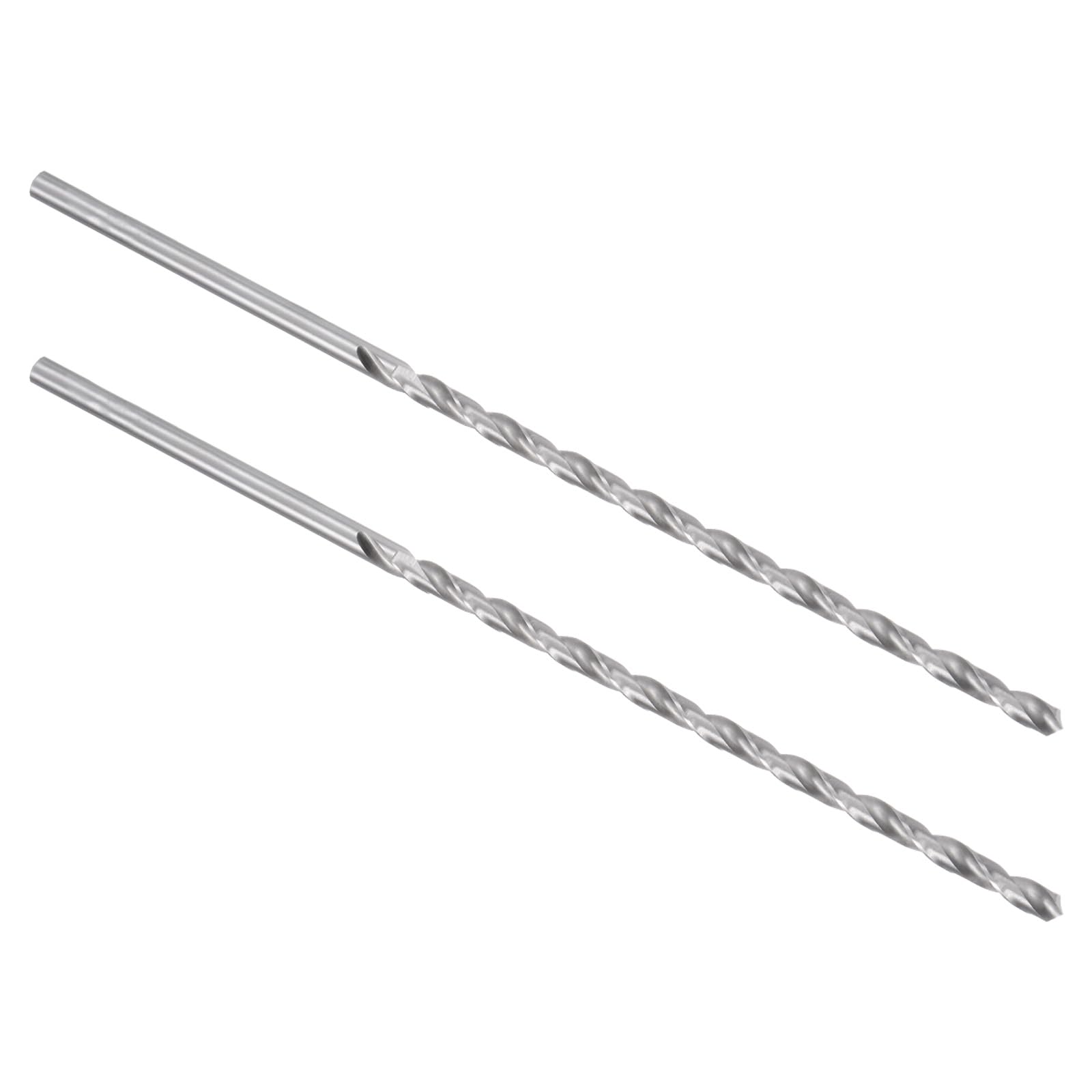 Kozelo 2PCS Twist Drill Bit - [5.2mm] High-Speed Steel Cobalt Round Shank Jobber Bit Set Silver Tone for Metal Wood Plastic Steel Use, 132mm / 5.2" Blade Length