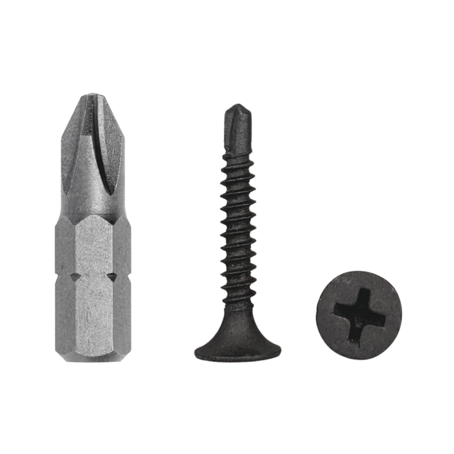 (Pack of 400 pcs) Drywall Black Phosphate Carbon Steel 3.5 x 25 mm Screws, Self-Drilling Sheet Metal Screw, (PH) Phillips Countersunk Head (400, 3.5 x 25 mm)