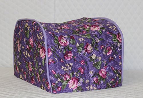 4 Slice Toaster Cover - Long Slot (15.75"x8"x8") / Quilted Double Faced Cotton, Grape Floral