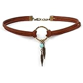 ROSTIVO Choker Necklaces for Women Native American Jewelry for Women Boho Leather Jewelry