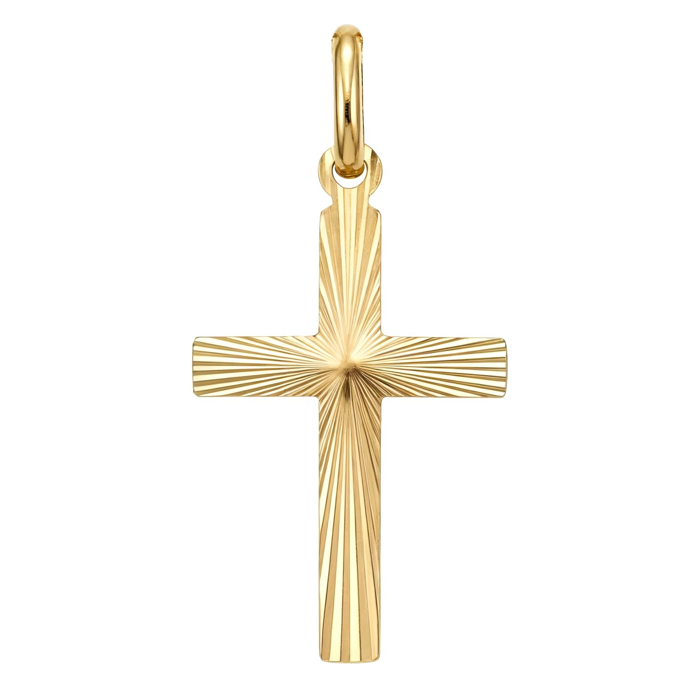 Alexander Castle Solid 9ct Gold Sunburst Cross Necklace Pendant for Women Boys Girls - Cross Charm with Jewellery Gift Box - PENDANT ONLY - 21mm x 13mm