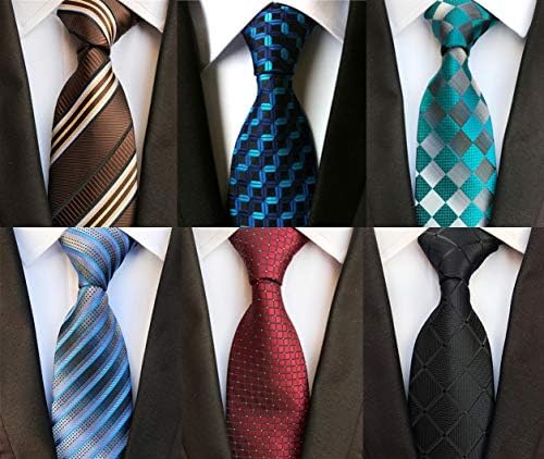 Lot 6 pcs Classic Men's Tie Silk Necktie Woven Jackquard Neck Ties + Gift Box
