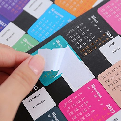 Chris Wang 4 Sheet 2016 2017 Monthly Calendar Peel And Stick Index 