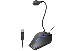 CMTECK USB Computer Microphone, Plug & Play Omnidirectional Desktop Mic for PC & Laptop, 360 Degree Adjustable Gooseneck, Mut