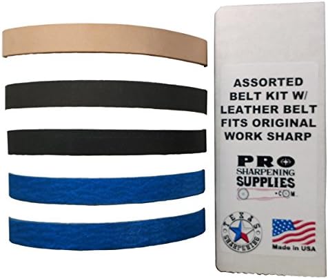 Assorted 1/2 in. X 12 in. Replacement Belt Kit with Leather Honing Belt fits Original Work Sharp 1/2"x12" Sharpening Belt Assortment Fits WSKTS Knife and Tool Sharpener