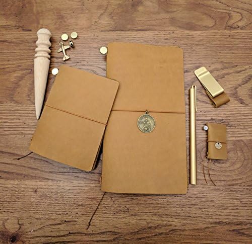 Leather Journal Refillable Diary Travelers Notebook Genuine Leather (Passport, Camel)