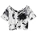 SweatyRocks Women's Tie Dye Criss Cross Back Crop Summer T Shirt