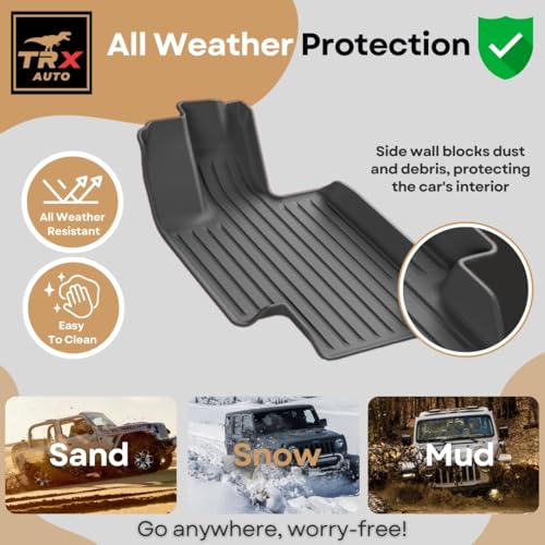 TRX AUTO 3D Car Floor Mats For Jetour T2 2024 2023 2025 Set Of 4 With Trunk Mat | All Weather Protection | Black TPE Car Floor Mats | Accessories For Jetour T2 2024 |