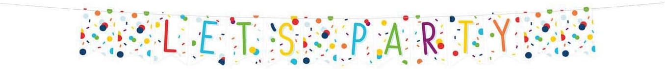 (PKT) 1 Confetti Birthday Flag Banner, Flag Banners