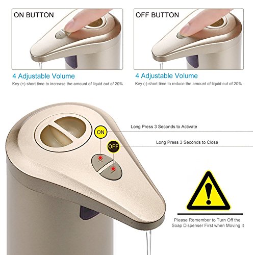 LPOLER Soap Dispensers, 280ML Automatic Touchless Stainless Steel Soap Dispensers Lotion Dispensers, IR Infrared Motion Sensor Hand Free Dish Soap for Kitchen and Bathroom [Upgraded]