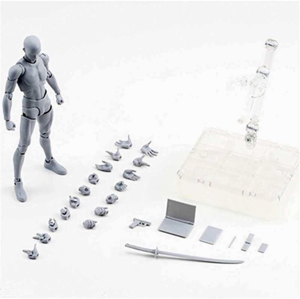 AXXHOTHO Action Figures Body-Kun DX & Body-Chan DX PVC Figure Model Drawing for S H Figuarts with Box for Artists (Grey, Male), (OU2-33-1)