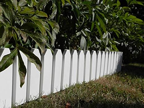 Zaun 4 tlg. Rasenkanten Beeteinfassung Palisade Beetumrandung Garten Rasen Zierzaun Gartenzaun weiß 2,36 m und Sichthöhe von 