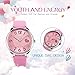 IJAHWRS Girls Analog Watch, Fashion Lady Quartz Wrist Watch Leather Strap Big Face Fun Cute Watches with Lovely Heart Shape Water Resistant - Pink