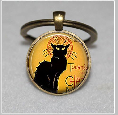 Le Chat Noir art Keychain charm ,Le Chat Keychain,cat Keychain，Unique Key Ring Customized Gift，Everyday Gift Key Chain