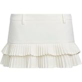 LTZYLS Pleated Skirts for Women Double Ruffle Mini Skirt Low Rise Sexy Pleated Skort for Going Out and Layered Ruffle Skirt
