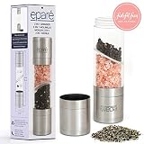 Epar&eacute; 2 in 1 Salt & Pepper Grinder - Dual Mill Grinders - Space Saver Combo Mills Set - Stainless Steel & Acrylic Case