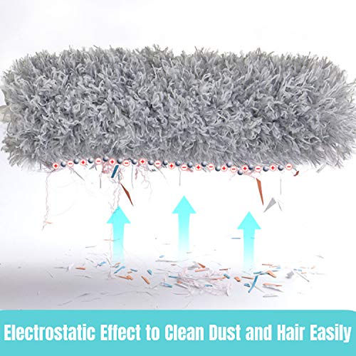 Microfiber Feather Duster with Extra Long Pole(100in.), Bendable, Washable, Detachable, for Cleaning High Ceiling Fan/Light, Cobwebs, Corner Dust, Car, Computer/TV Screens (Grey) - Thumbnail 2