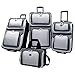 U.S. Traveler New Yorker Lightweight Softside Expandable Travel Rolling Luggage, Grey, 4-Piece Set (15/21/25/29)