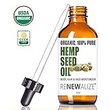 CERTIFIED ORGANIC HEMP SEED OIL - Facial Body Moisturizer in LARGE 4 OZ. Dark Glass Bottle | 100 Pure Cold Pressed and Unrefined | Best Daily , Night time , Skin Regimen for Acne Pimple Prone Skin