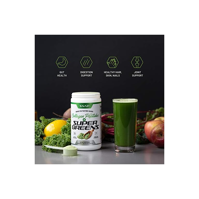 Super Greens Supplement Powder with Collagen Peptides 26 Superfoods
