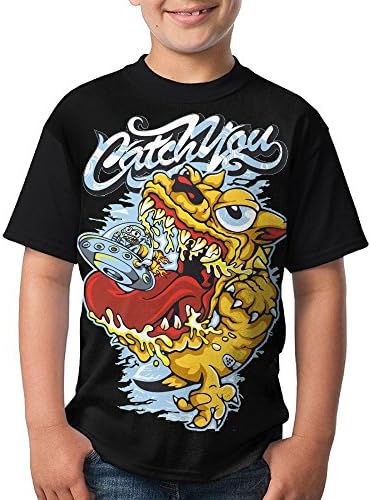 HFEIE MII Boy Cute Monster Flying Saucer UFO Casual Graphic Tops S With Round Neck.