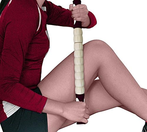 Muscle Roller Massage Stick(Maroon/White): A Sports Body Massager Tool-Release Myofascial Trigger Points,Reduce Muscle Soreness, Tightness, Leg Cramps and Back Pain, Rub Muscle for Relief and Recovery