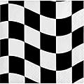 Creative Converting 36 Count Beverage Napkins, Black and White Checkered