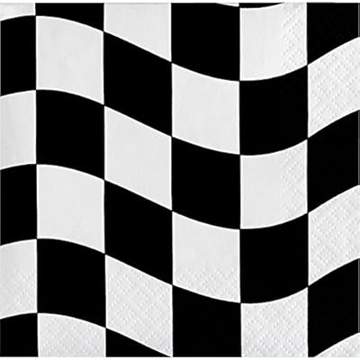 Creative Converting 36 Count Beverage Napkins, Black and White Checkered