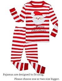 Little Boys Girls' Red Stripe Christmas Pjs Cotton Pajama Sets