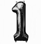 Unique Black Number 1 Shaped Large Foil Balloon 86cm - 1 Piece view 3