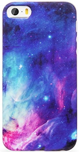 DICHEER iPhone 5 Case,iPhone 5s Case,Cute Blue Purple Nebular for Women Girls Slim Fit Thin Clear Bumper Glossy TPU Soft Rubber Silicon Cover Best Protective Phone Case for iPhone 5 5s SE