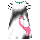 Frogwill Girls Green Dinosaur Tunic Short Sleeve Summer Casual Dress 2-7T (5T, Stripe)
