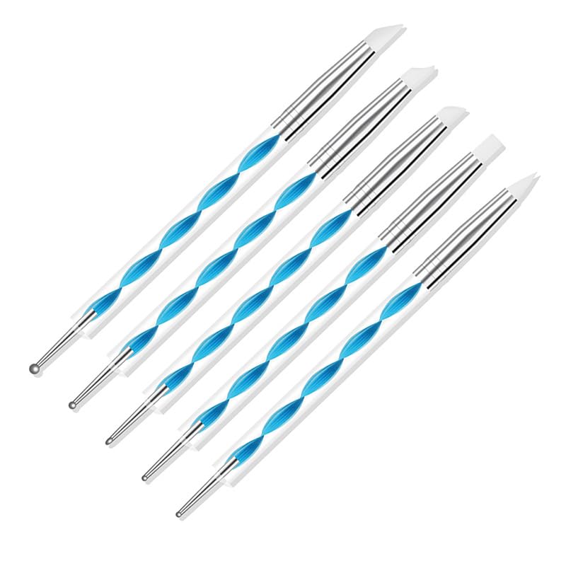 ZEOHBETY Nail Art Brush Set, 20 Pcs Nail Design Tools Extension Gel Brush Builder Brush Colors Black Blue
