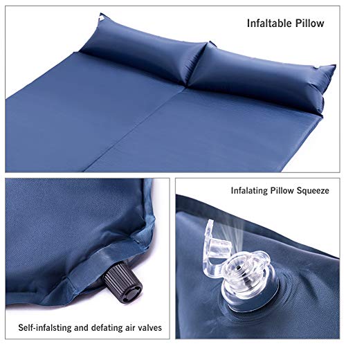 CAMELSPORTS-Lightweight-Double-Self-Inflating-Sleeping-Pad-with-Attached-Pillow-Great-for-2-Person-Camping-Hiking-BackpackingBeach