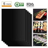 SHINE HAI BBQ Grill Mat Set of 5, Non-Stick BBQ Grill & Baking Mats, PFOA Free, Reusable and Easy to Clean, BBQ Accessories for Gas, Charcoal, Electric Grill and More- 15.75 x 13 Inch