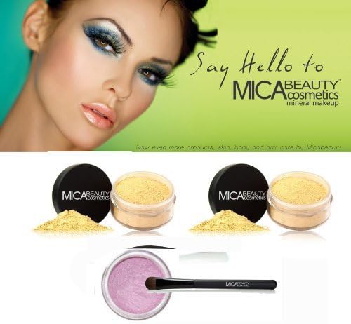 2x Mica Beauty Mineral Loose Foundation Color: Mf3 Toffee + Oval Eye Shadow Brush + Eye Shimmer #25 Orchid 1.75 Grams + A-viva Nail Kit
