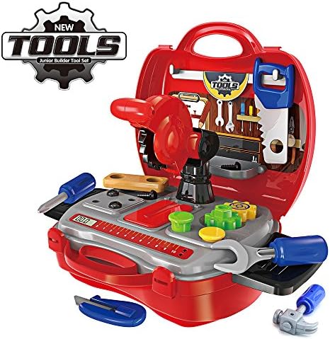 Kids Tool Set - Toy Toolbox Set Pretend Play Construction Tool Box for Kids Age 3-5, 19 Pieces