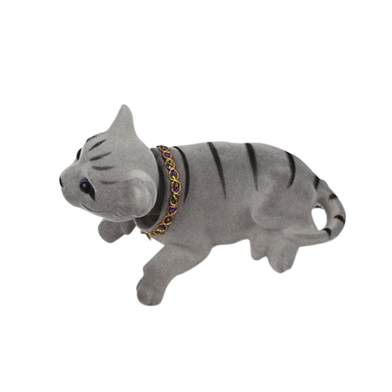 Baoblaze Car Decoration Nodding Cat Ornament Creative Decorative Animal Cute Nodding Head Kitty Interior Accessories for Desk Vehicle Tabletop Office, Gray