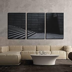 3 Piece Canvas Wall Art - a Corner of The Building - Modern Home Art Stretched and Framed Ready to Hang - 16"x24"x3 Panels