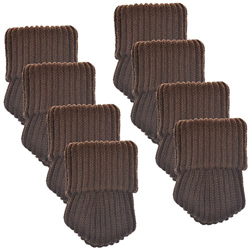 BCP 8pcs Brown Color Knitting Wool Furniture Socks/ Chair Leg Floor Protector--XL Size