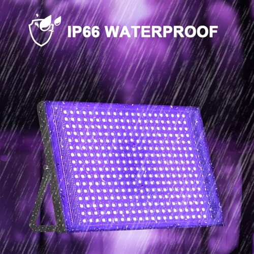 CREATESTAR LED Black Light 300 W 2 Pieces, IP66 Waterproof Spotlight with 1.5 m Plug, Lamp for Party Glow Aquarium Bar Fluorescent Poster Halloween Disco