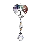 H&D HYALINE & DORA Suncatcher Window Hanging Tree of Life Heart Shaped Crystal Ball Prism Drop Pendant