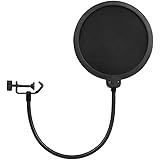 InnoGear Updated Microphone Pop Filter Dual Layer Mic Pop Shield Clip Stabilizing Arm Recording Vocals Home Studio Broadcasting