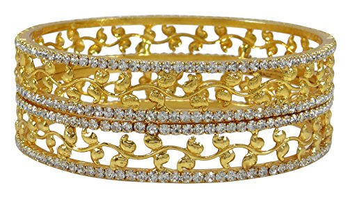 Matra Indian Traditional Gold Tone 2 Pcs Kada Bangle Set Bollywood Bracelet Jewelry