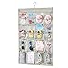 mDesign Soft Fabric Over Rod Hanging Storage Organizer with 48 Pockets for Child/Baby Room, Nursery, Playroom - Metal Hooks Included - Chevron Zig Zag Print - Taupe/Natural