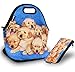 RICHEN Neoprene Lunch Bag with Cutlery Kit Neoprene Case for Knife,Fork,Spoon,Thermal Thick Lunch Tote Bag,Reusable Bags for Adults and Kids,Golden Retriever Design (RLB-04)
