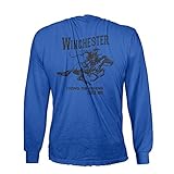 Official Winchester Mens Cotton Vintage Rider Graphic Printed Long Sleeve T-Shirt (Medium, Royal)