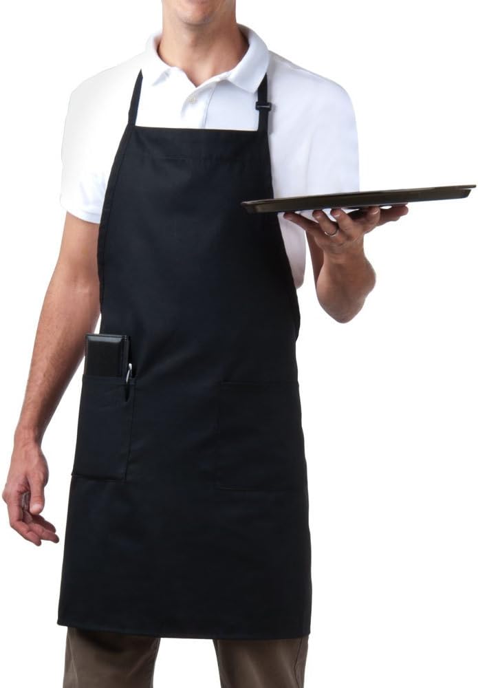 MHF Aprons-2 Piece Pack-3 Pockets and Fully Adjustable Neck Bib Apron